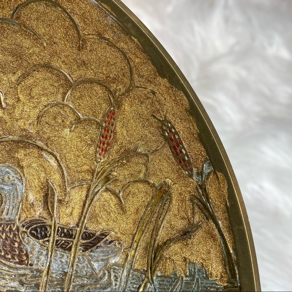 Archana Handicrafts Brass Cloisonné Painted Enamel Birds in Pond Decorative Bowl - Picture 6 of 10